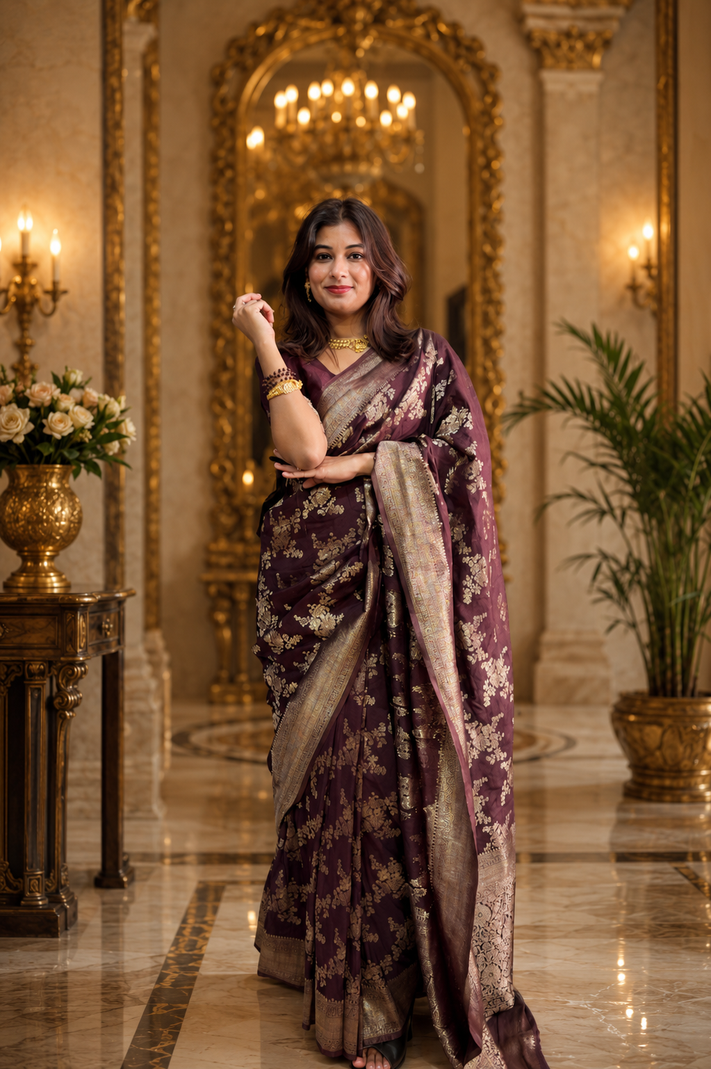 Traditional jaal pattern saree