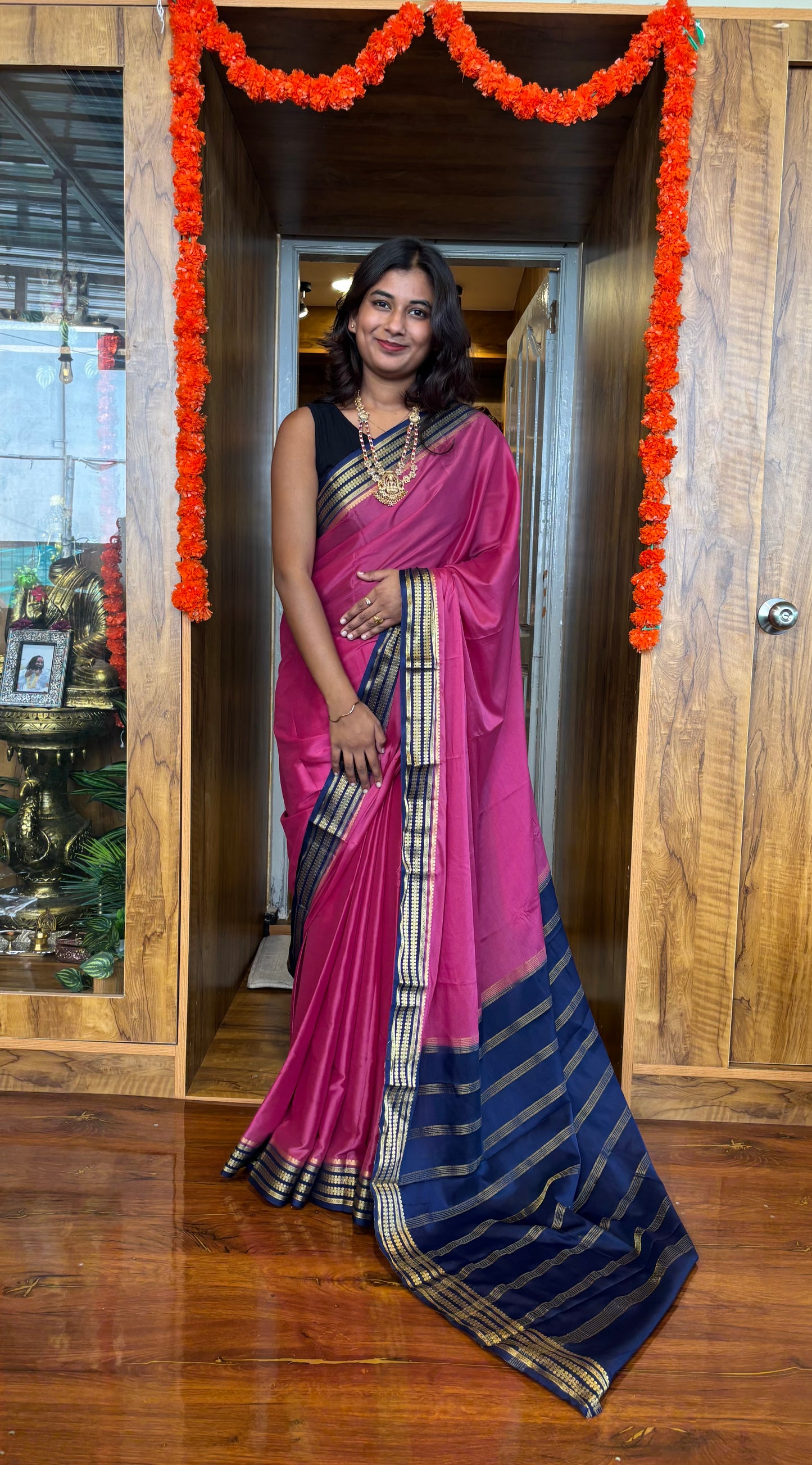 Semi Mysore silk(4pieces left) all sarees come with elbow length sleeves