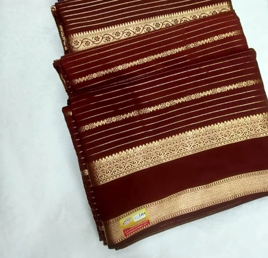 Semi Mysore silk stripes saree