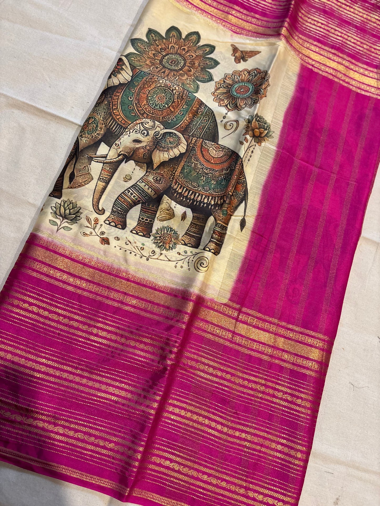 Semi Mysore silk kalamkari print