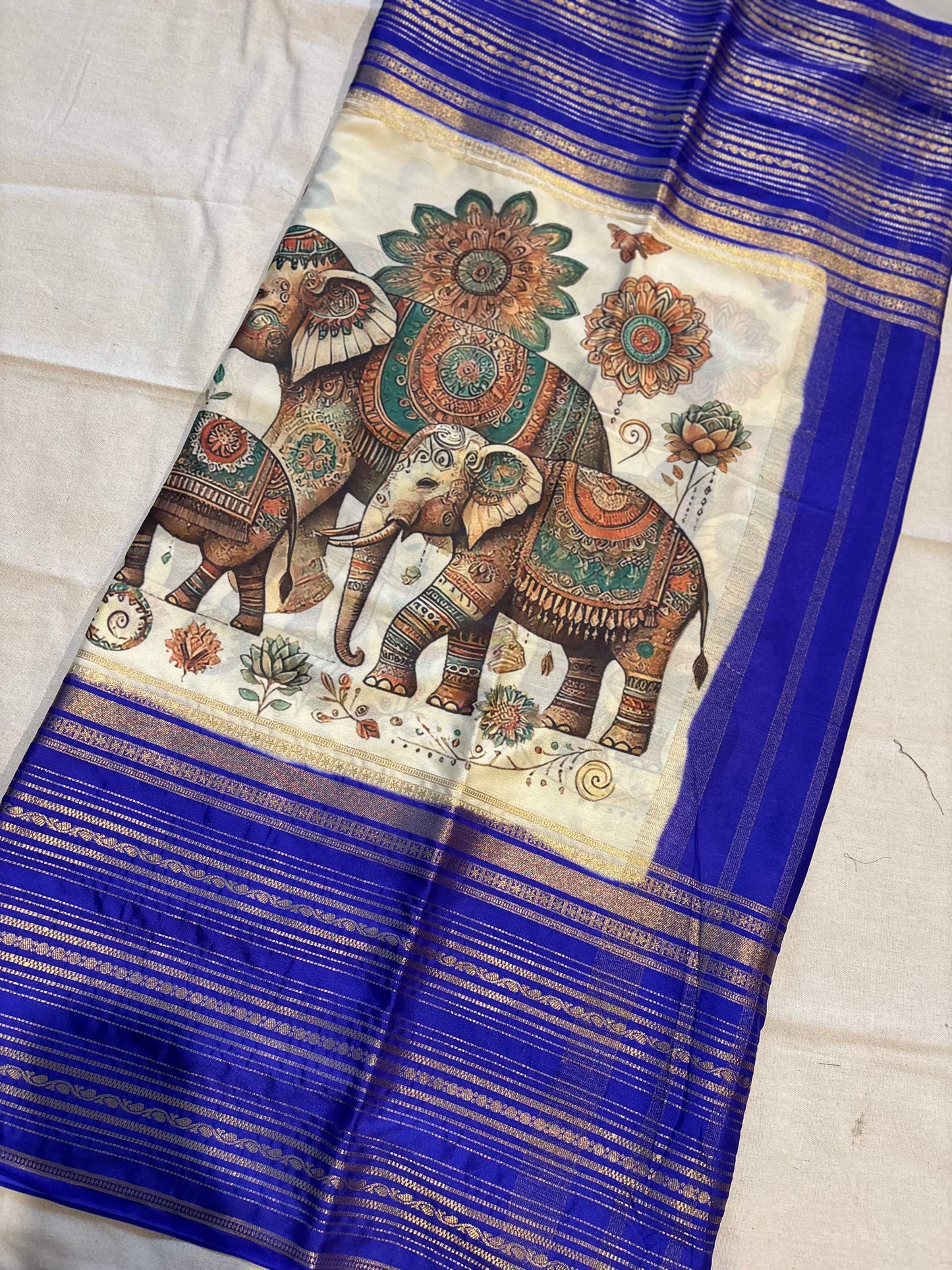 Semi Mysore silk kalamkari print