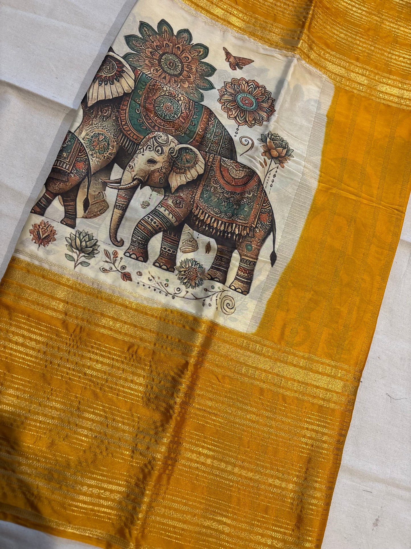 Semi Mysore silk kalamkari print