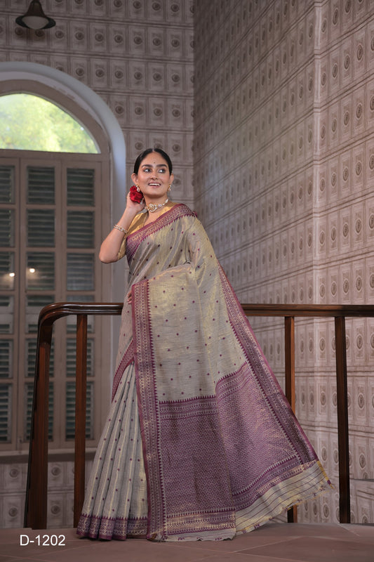 MEGHAVI TUSSAR TISSUE SAREE