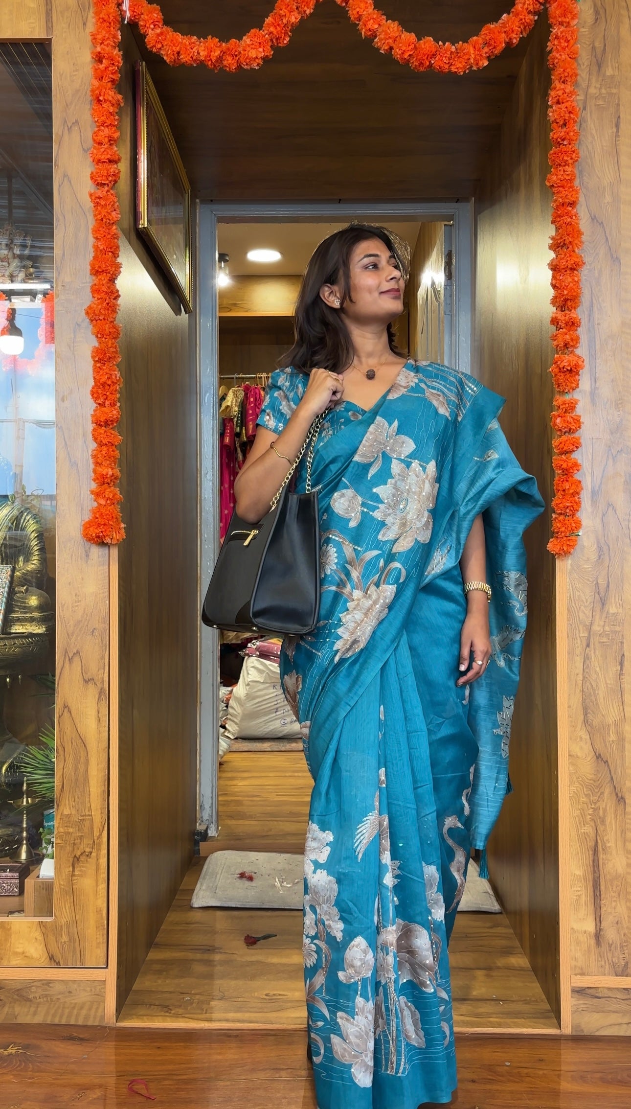 Party wear saree with padded blouse