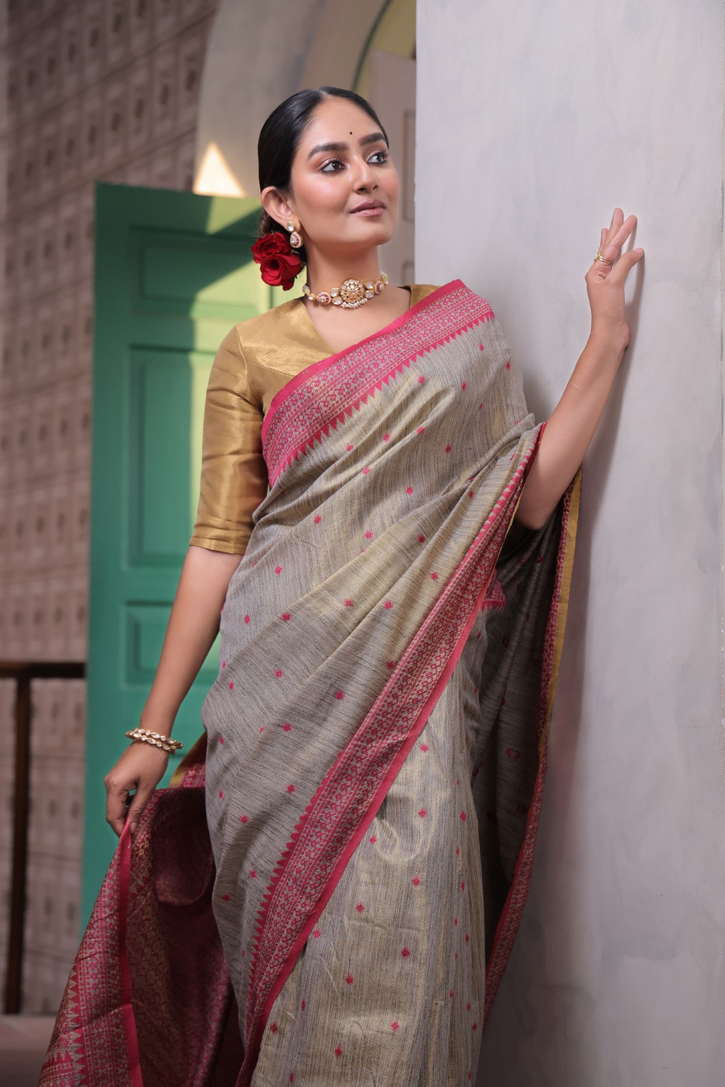 PRATHA PRISTINE TUSSAR TISSUE SAREE