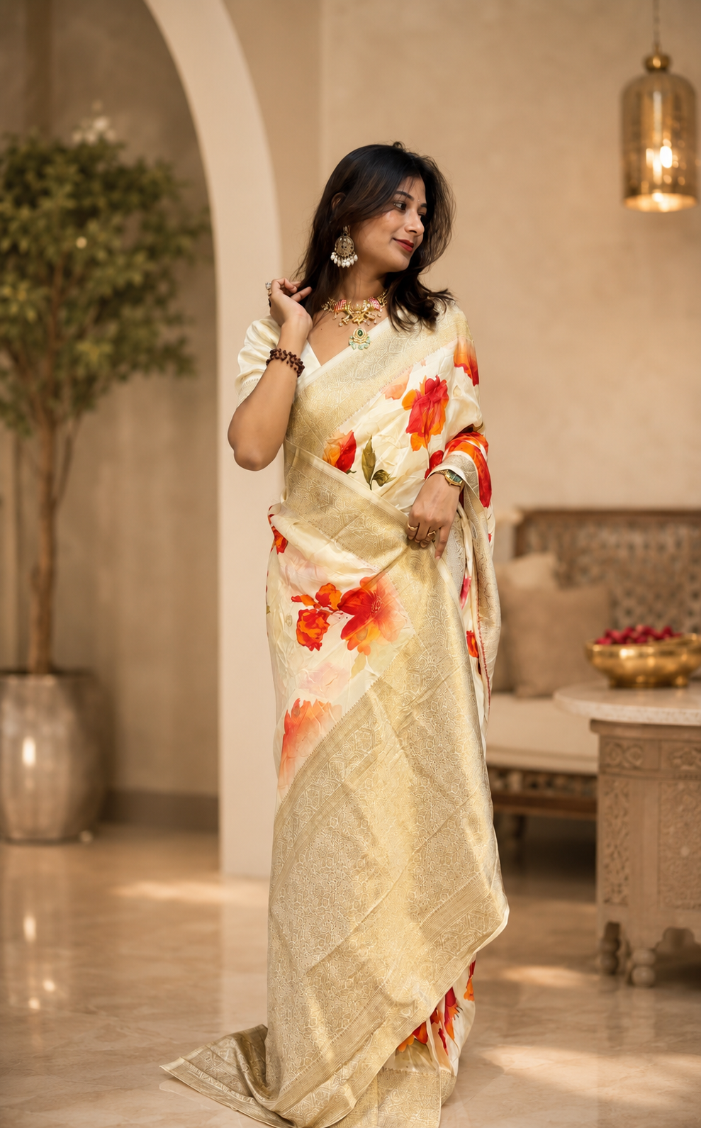 Digital print viscose Banarasi saree