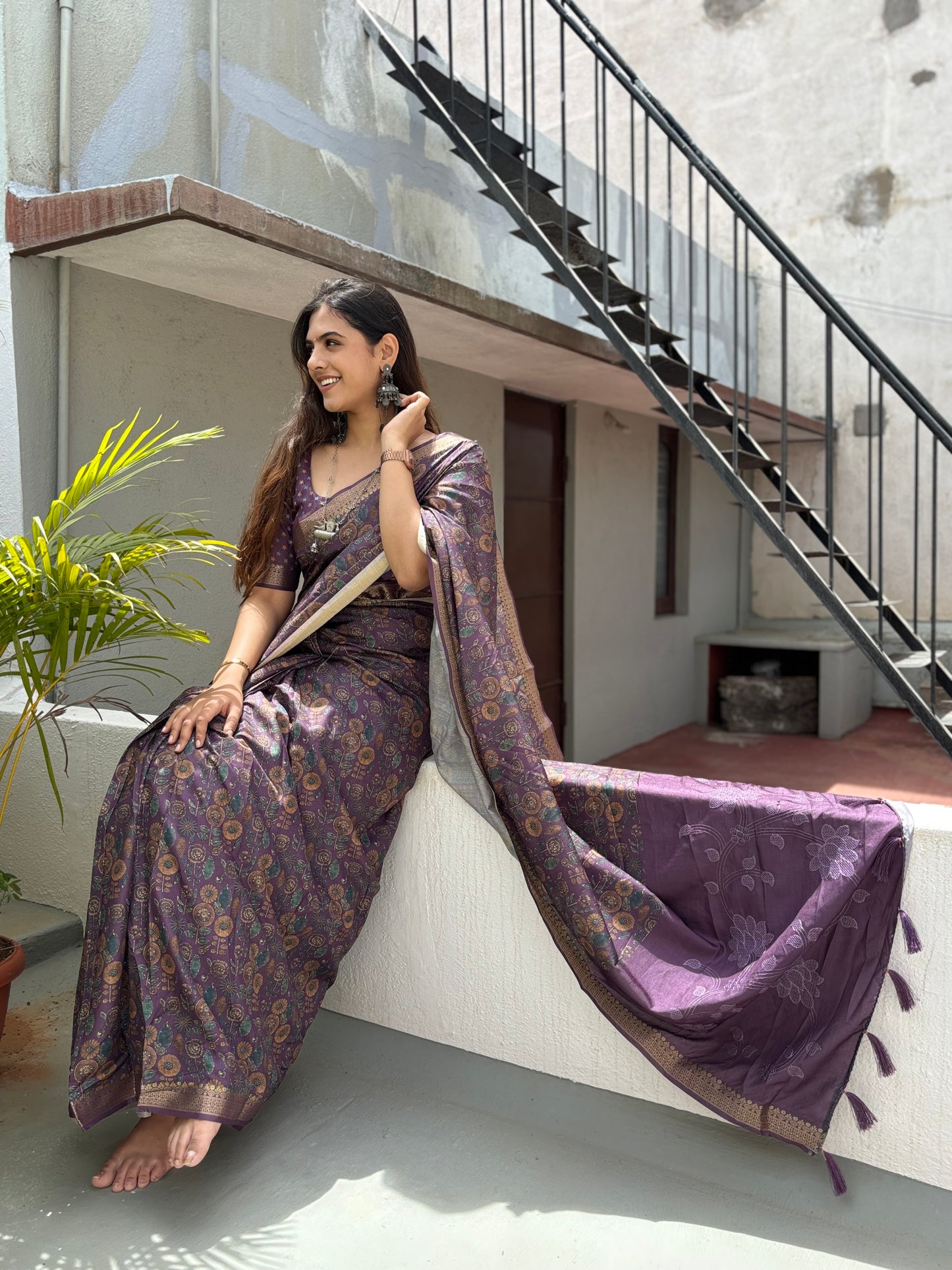 Everyday digital printed saree