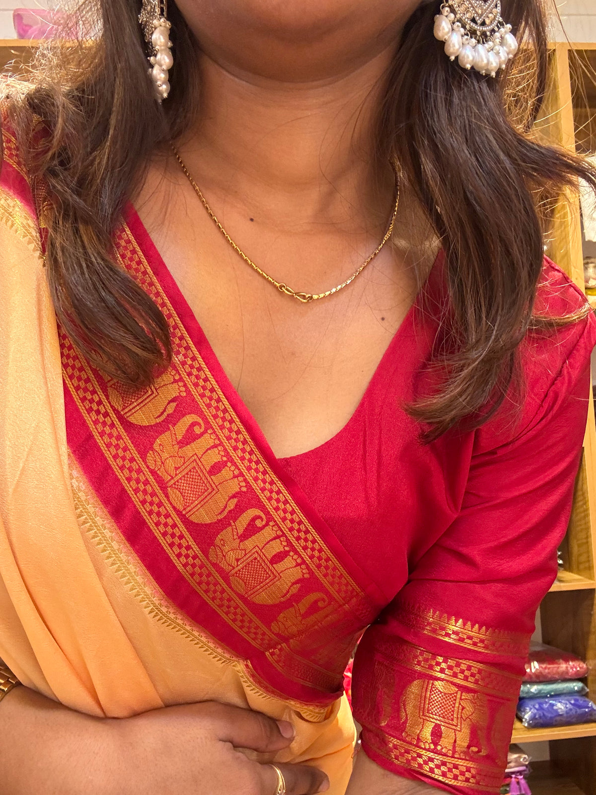 Mysore crepe silk elephant boarder saree