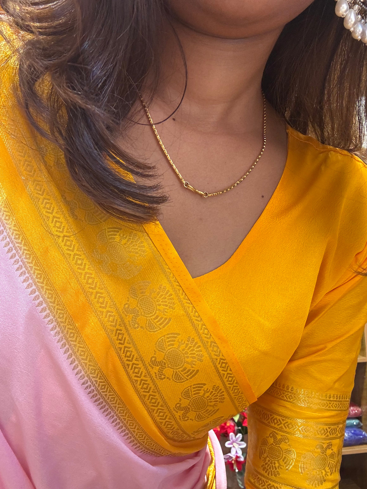 Mysore crepe silk gandaberunda boarder saree