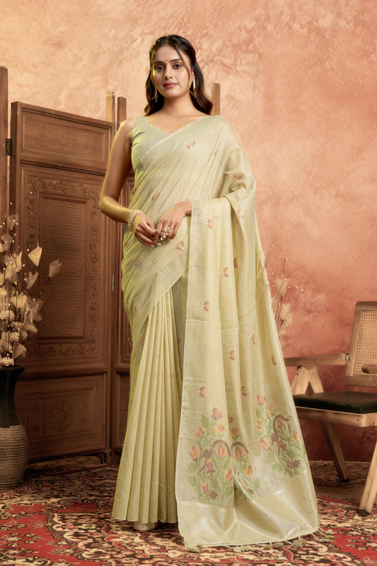 Navi nari Linen saree