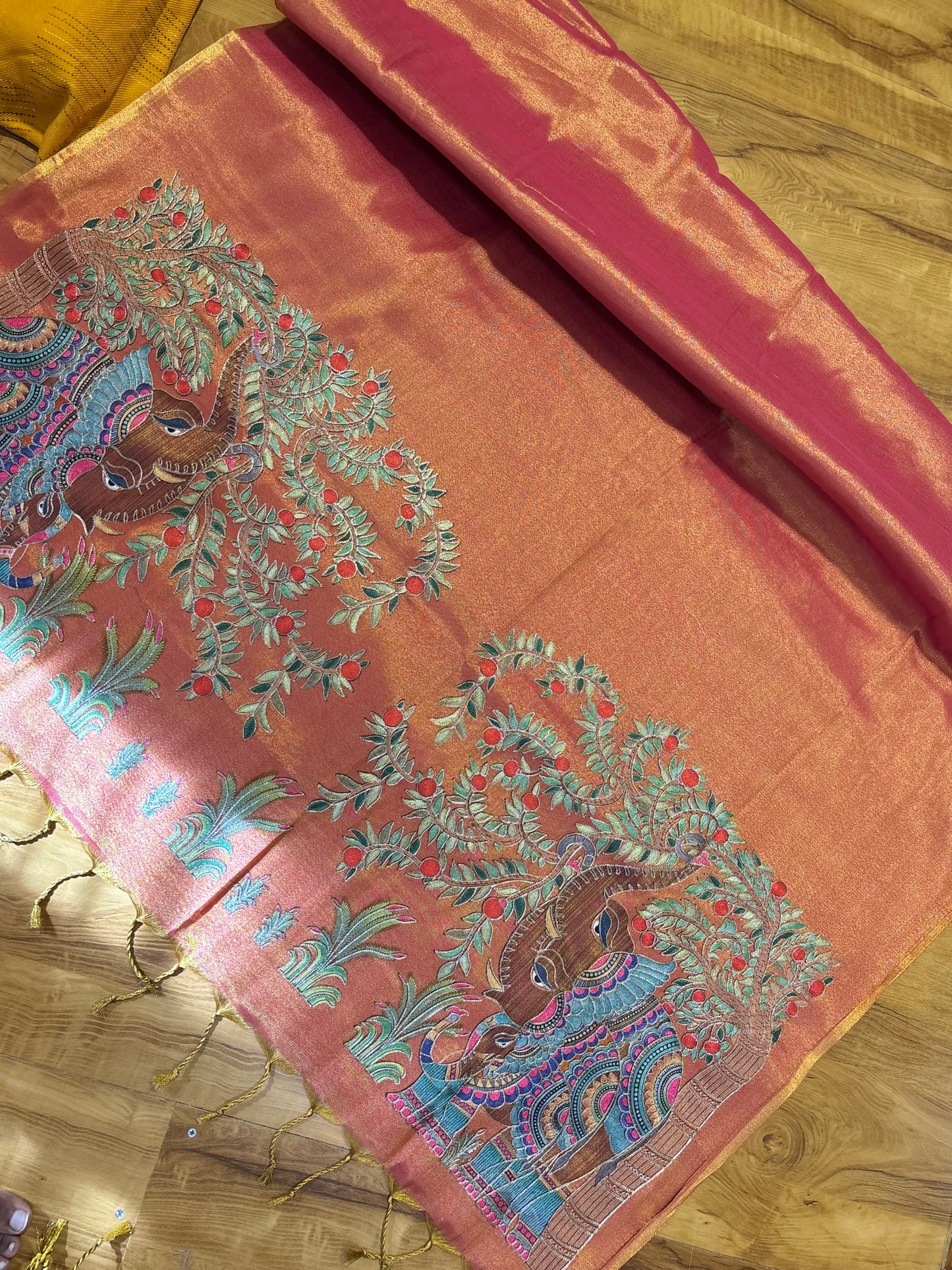 Tissue saree with readymade blouse