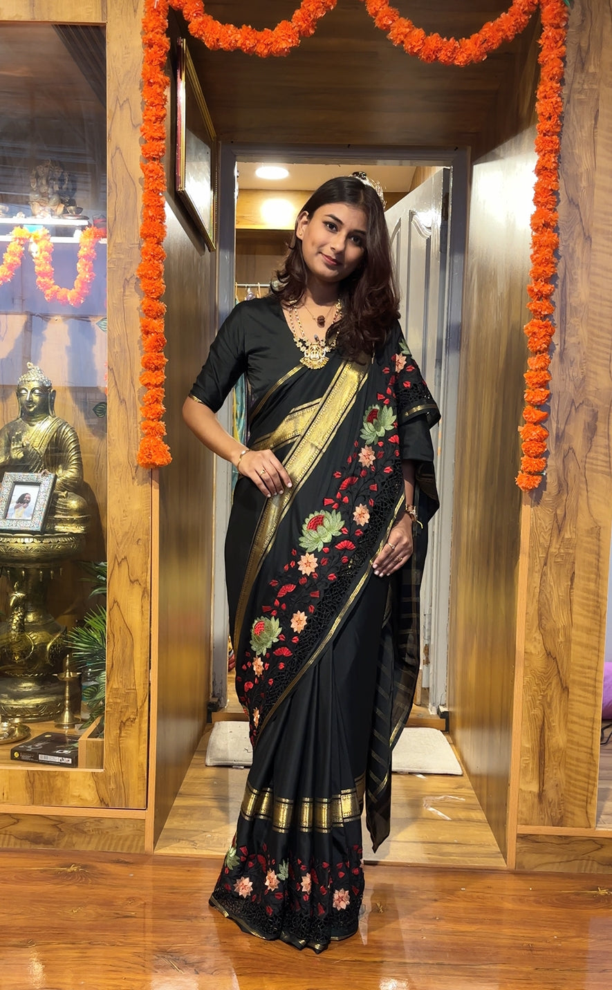 Premium Semi Mysore silk cutwork saree