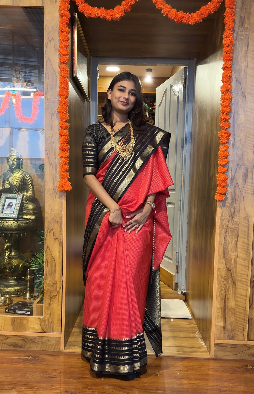 Semi Mysore silk small checks