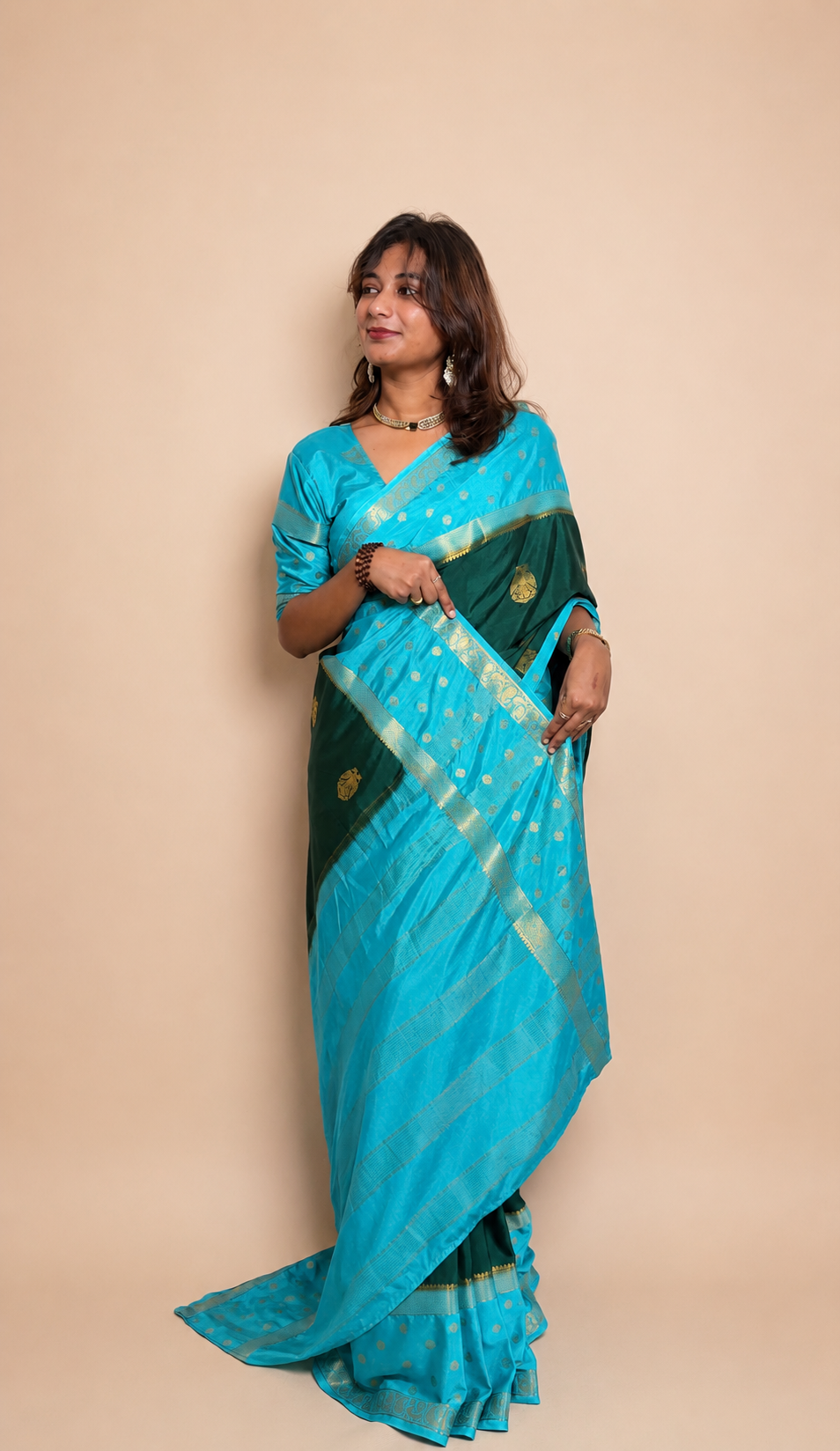 Mysore crepe silk gandaberunda border saree