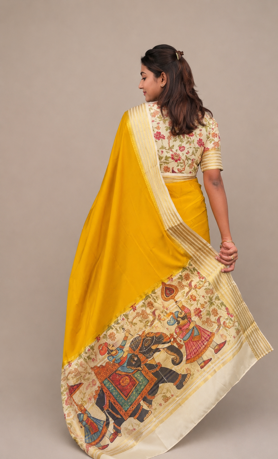 Premium digital print crepe silk saree