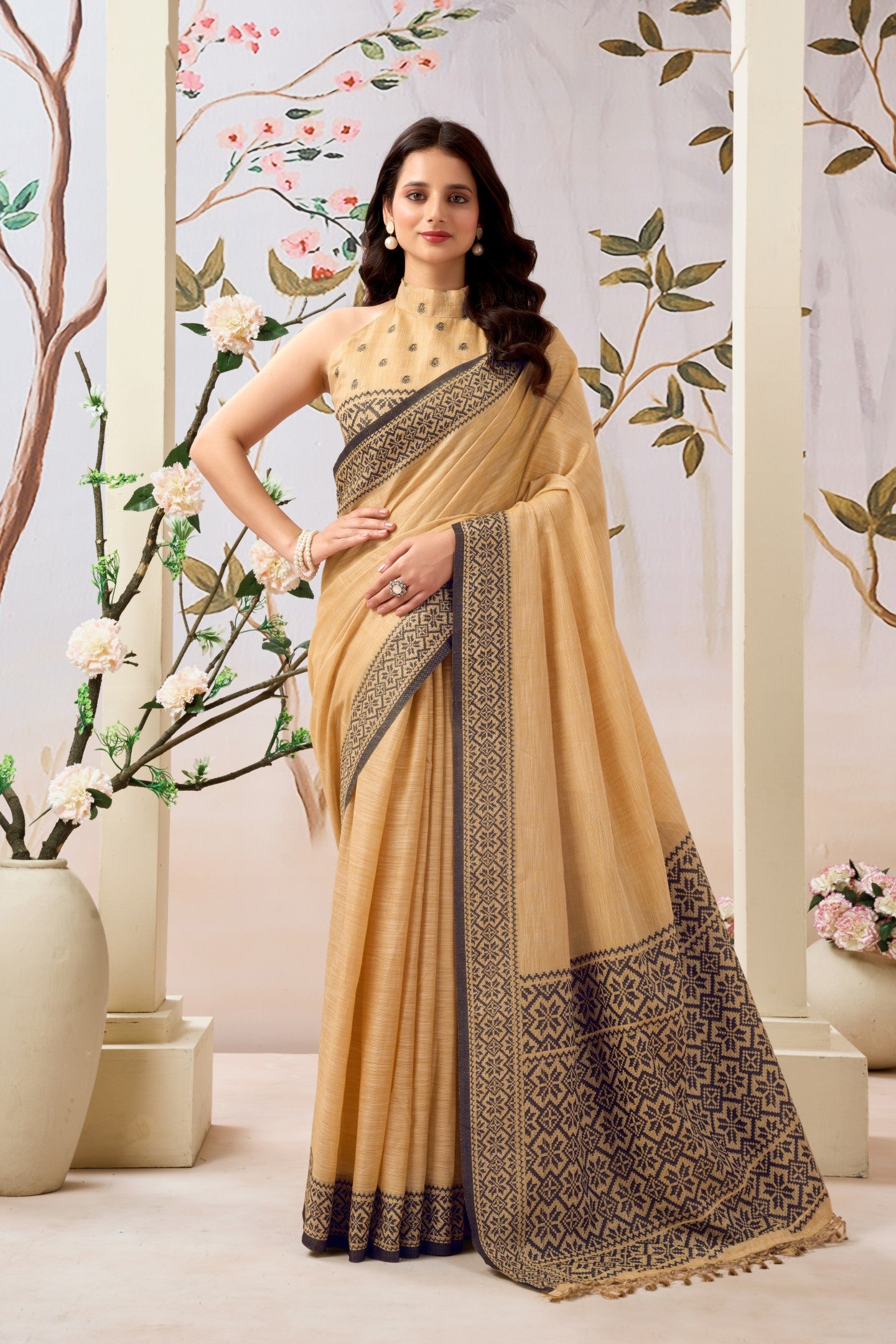 TRIVENIKA KOMOLINA LINEN SAREE