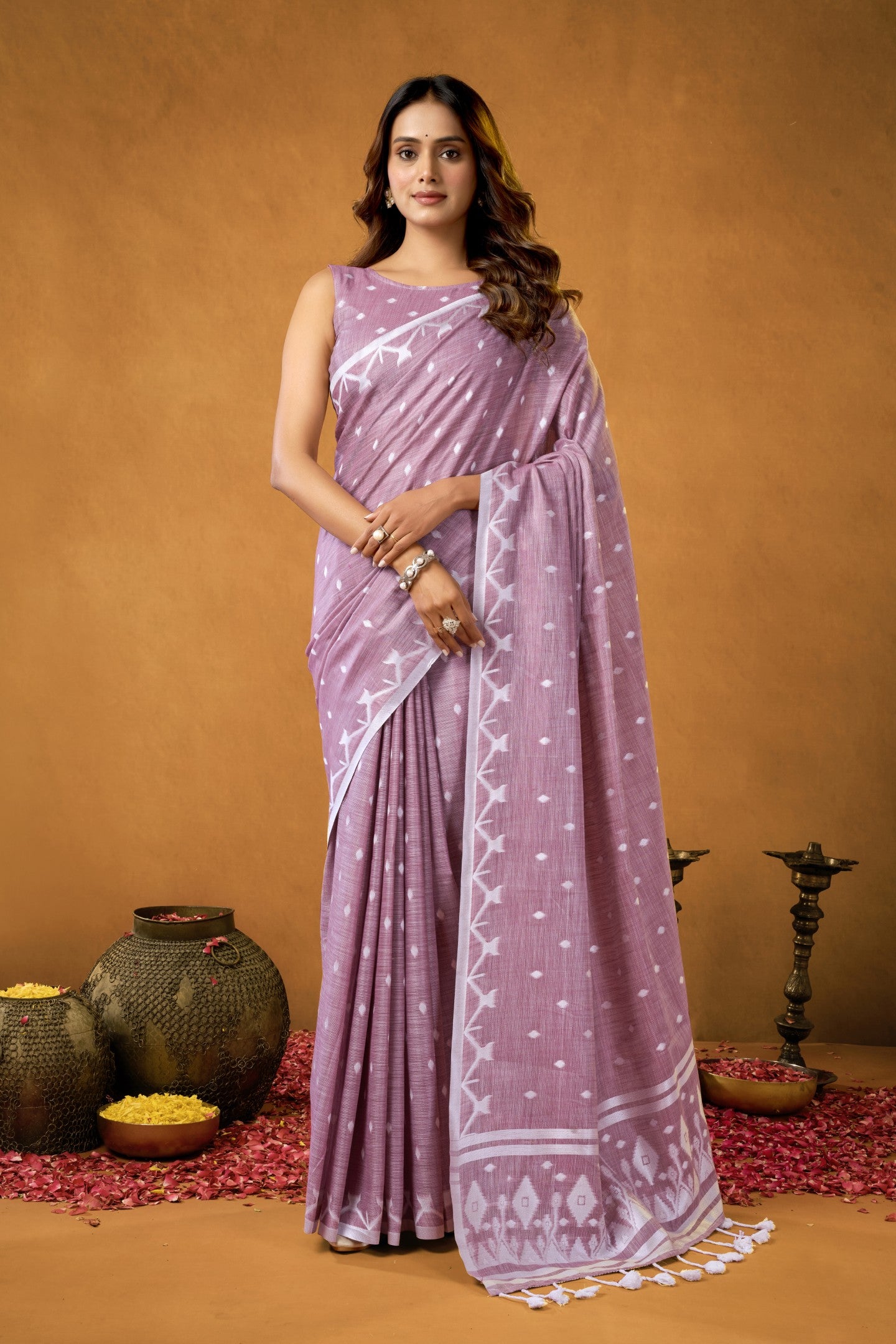 FLORA FUSION COTTON LINEN SAREE
