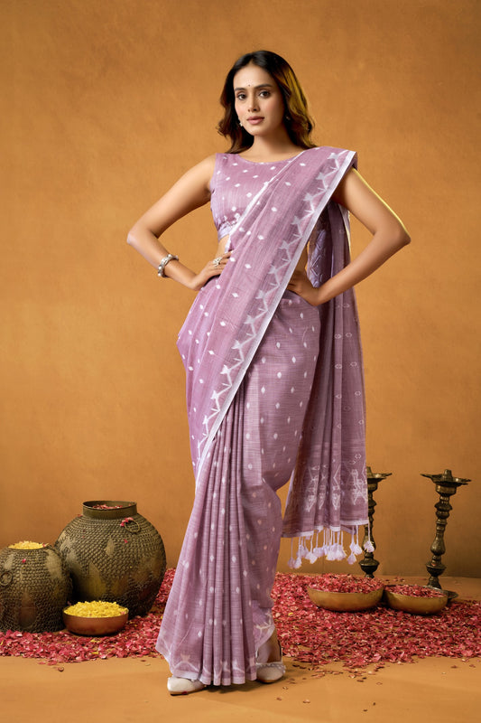 FLORA FUSION COTTON LINEN SAREE