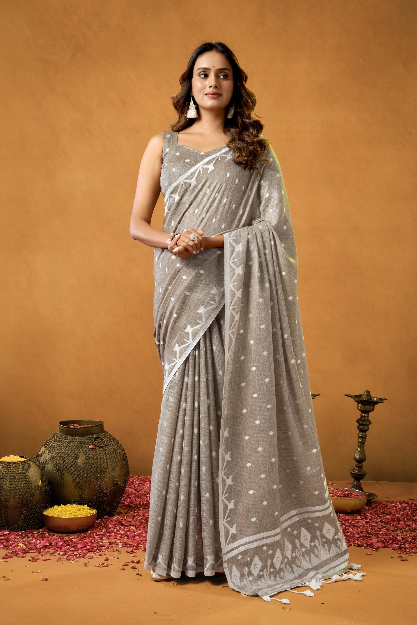 VELVET VARNAM COTTON LINEN SAREE
