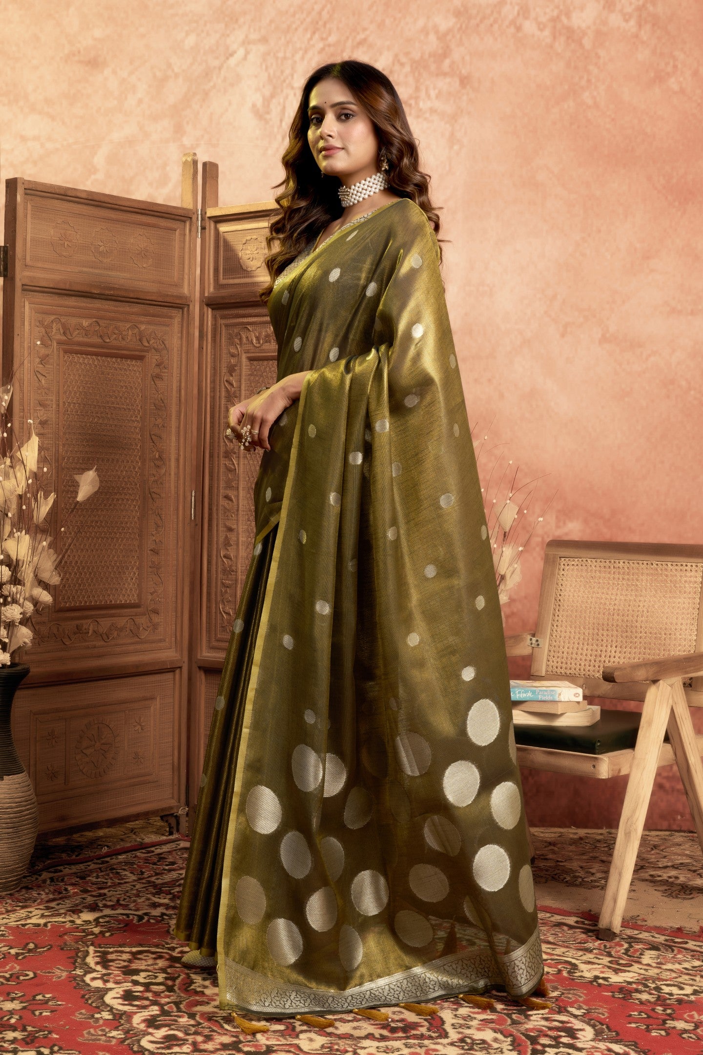 TIRHI CHANDRIM TISSUE SAREE