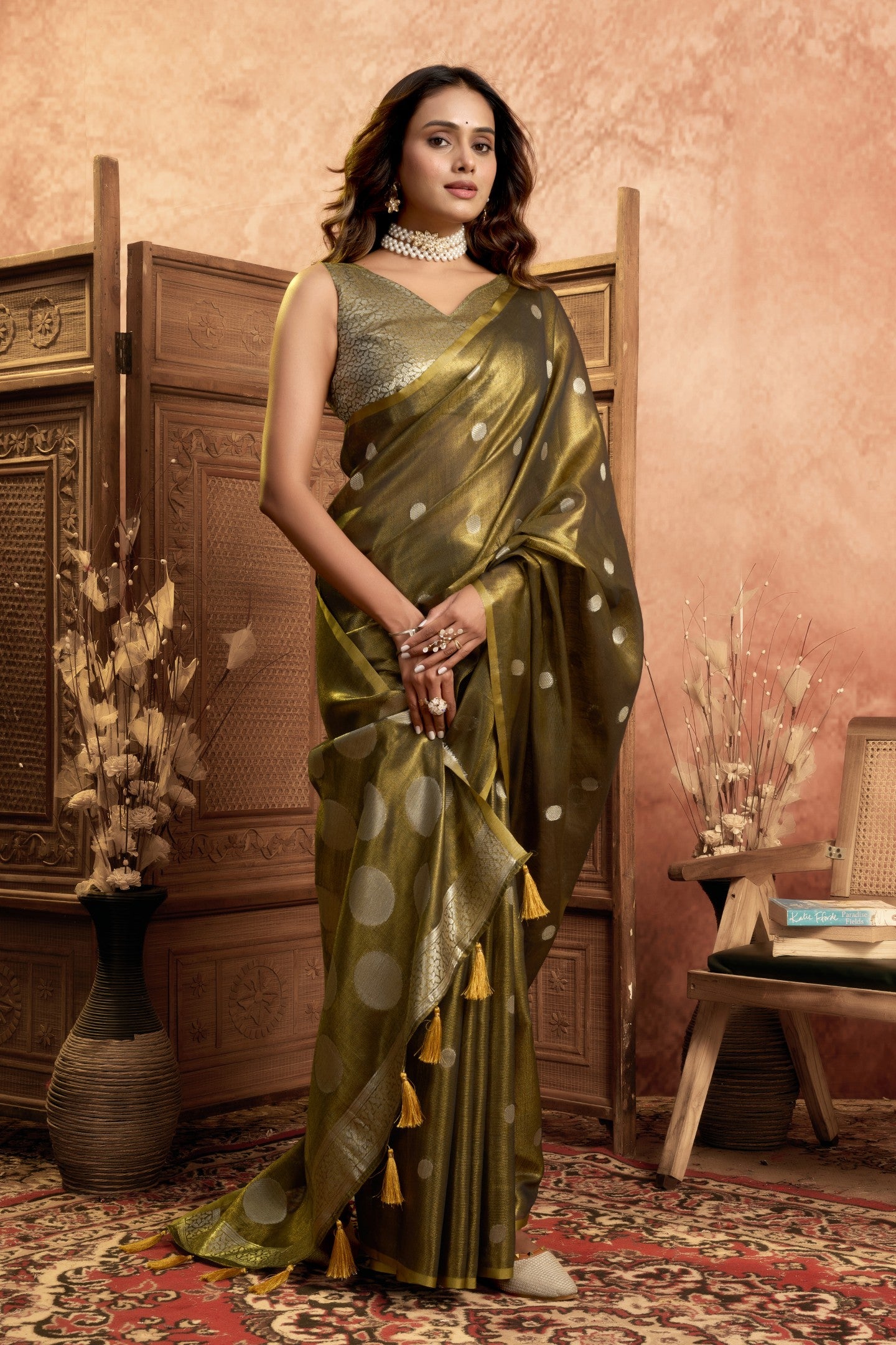 TIRHI CHANDRIM TISSUE SAREE