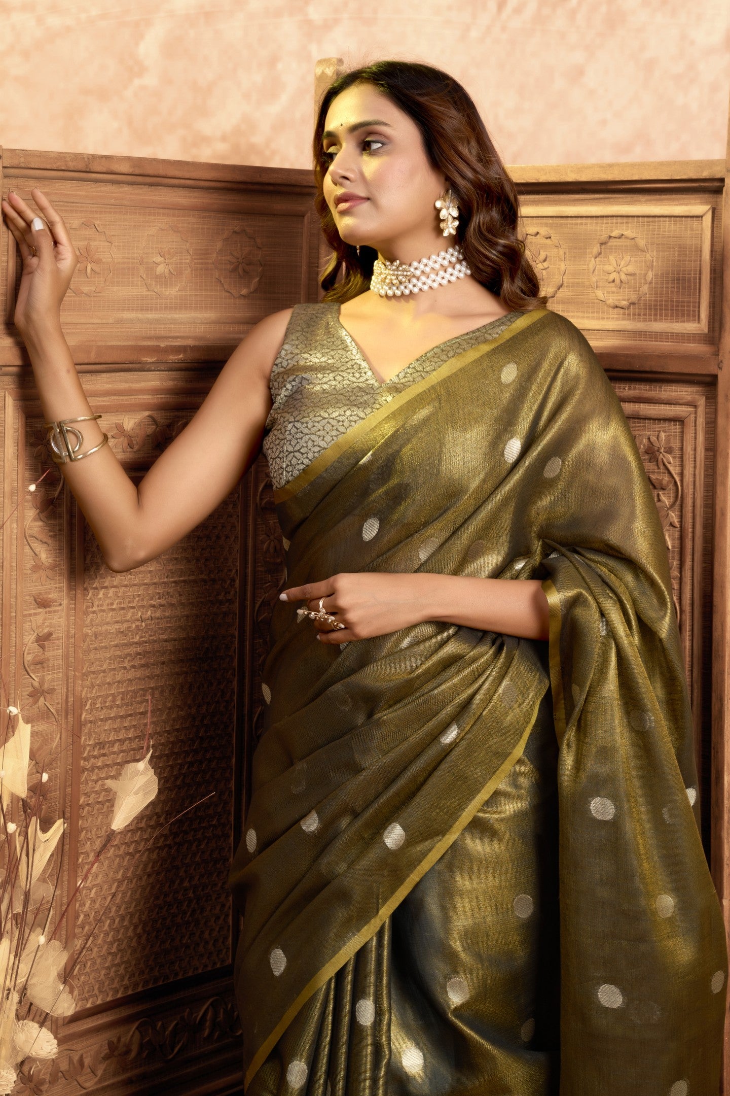 TIRHI CHANDRIM TISSUE SAREE