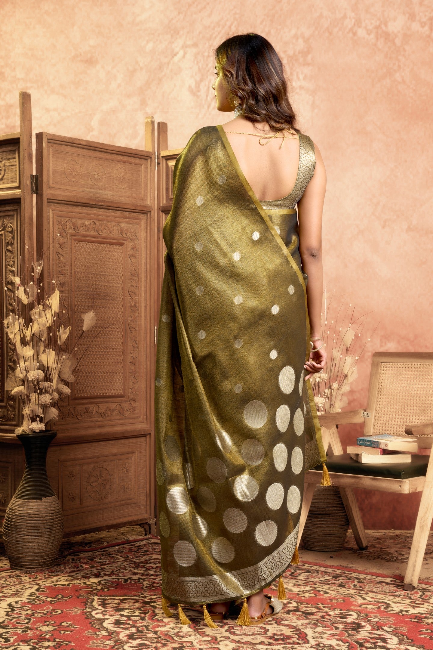 TIRHI CHANDRIM TISSUE SAREE