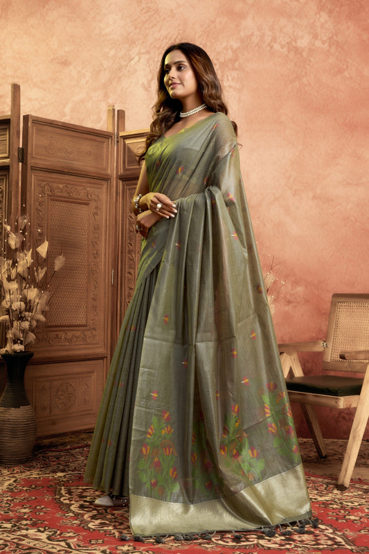 TRIVENIKA MEHATAB LINEN SAREE