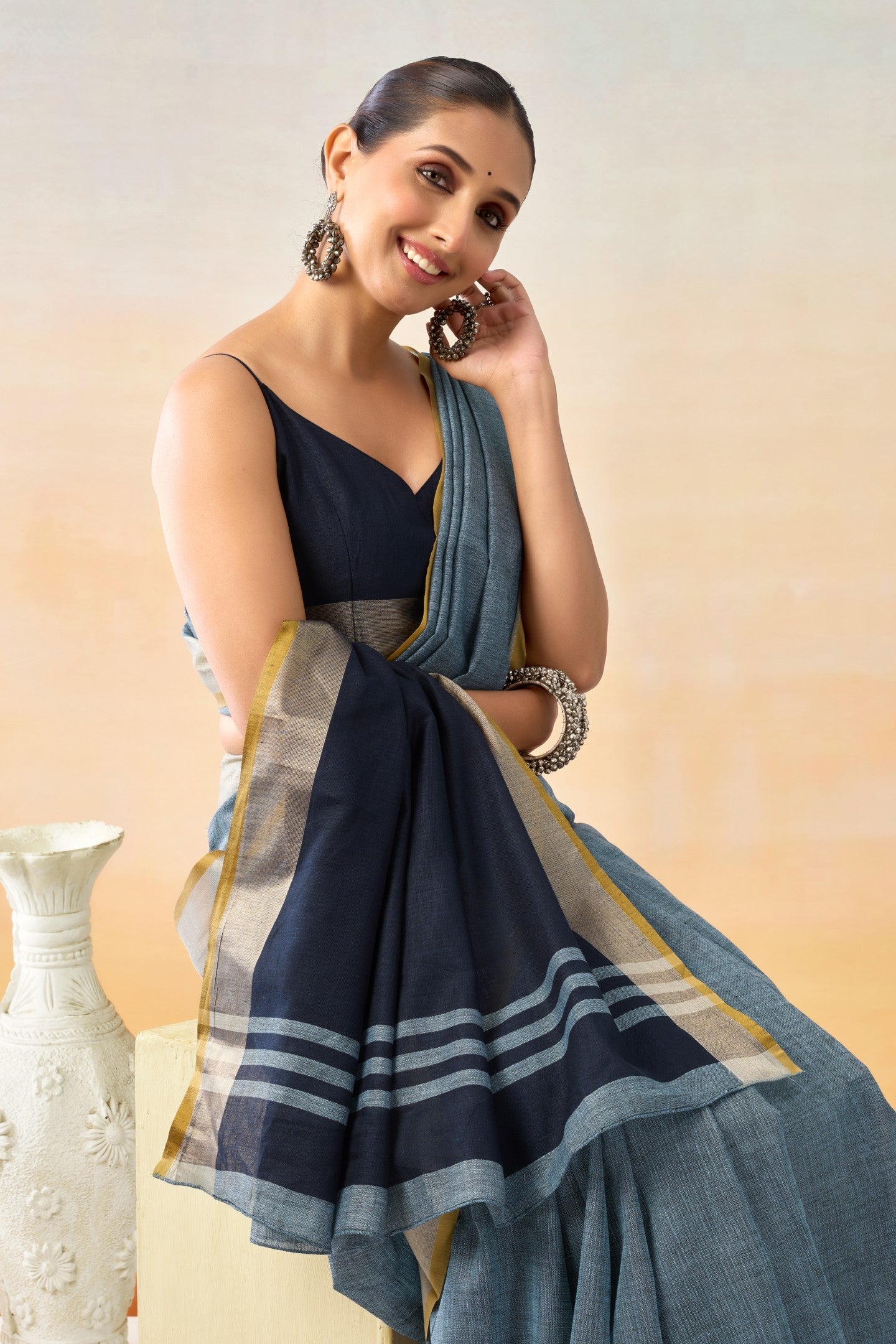 DARSHINI LINEN COTTON SAREE