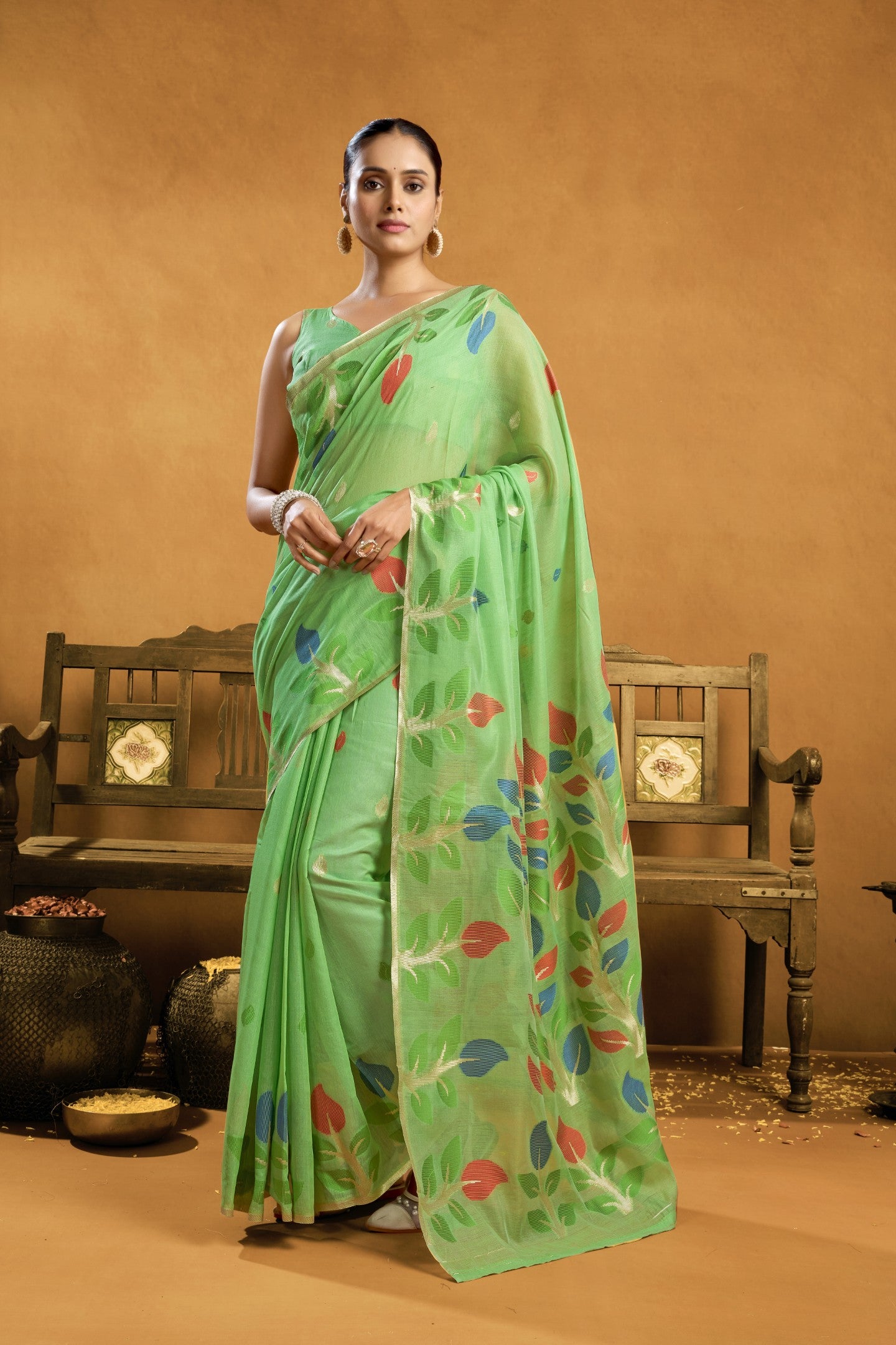 MANDIRAWEAVES LINEN COTTON SAREE