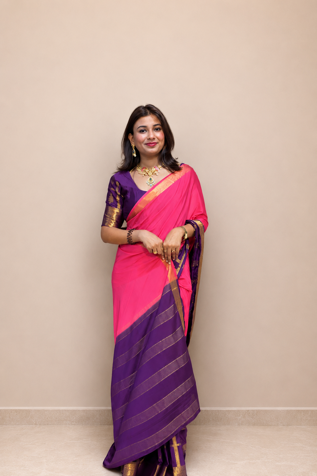 Mysore crepe silk jumka border saree (Copy 2)