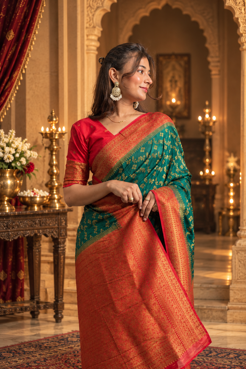 Traditional jaal pattern saree