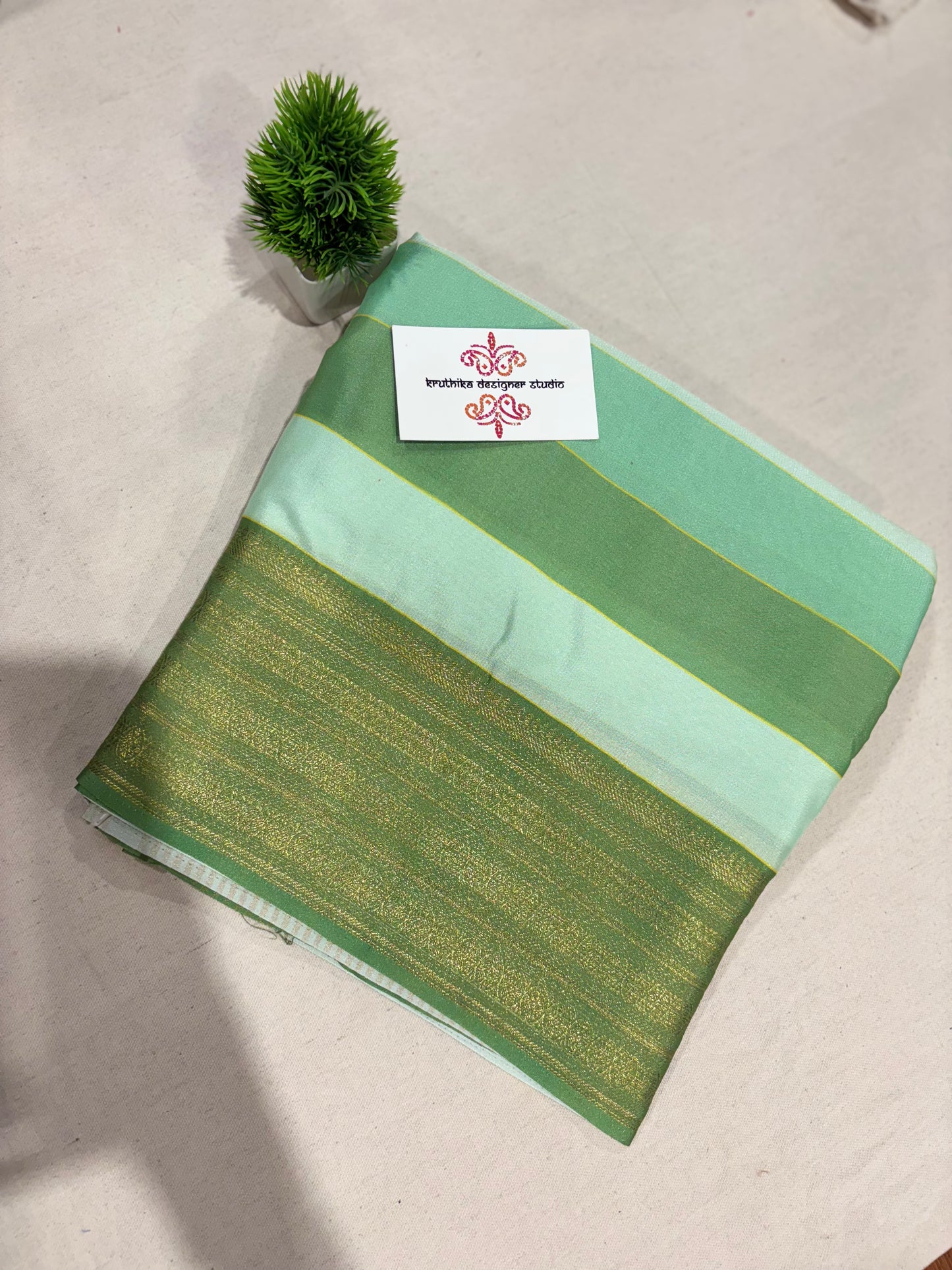 Premium Mysore crepe stripes saree