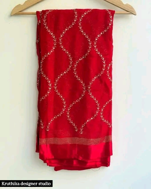 Sequence georgette party wear zip and go saree with sleeves