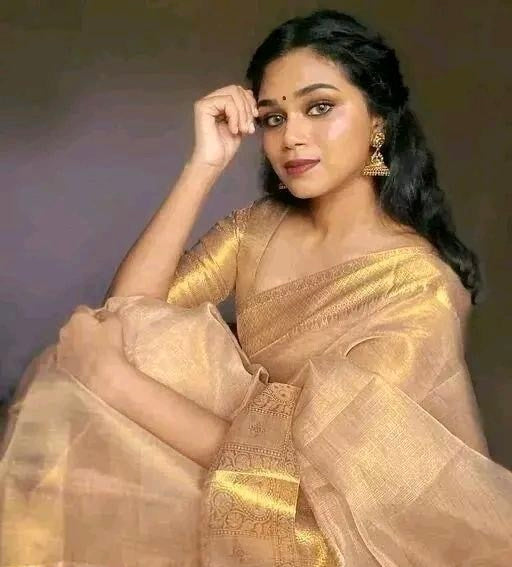 Golden tissue saree