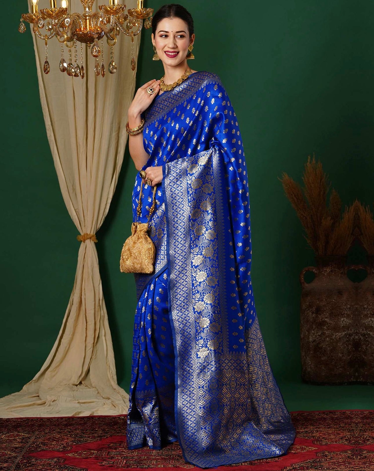 Blue banarasi zip and go saree
