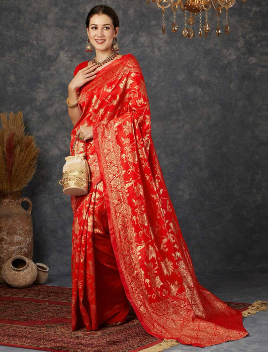 Redd banarasi zip and go saree