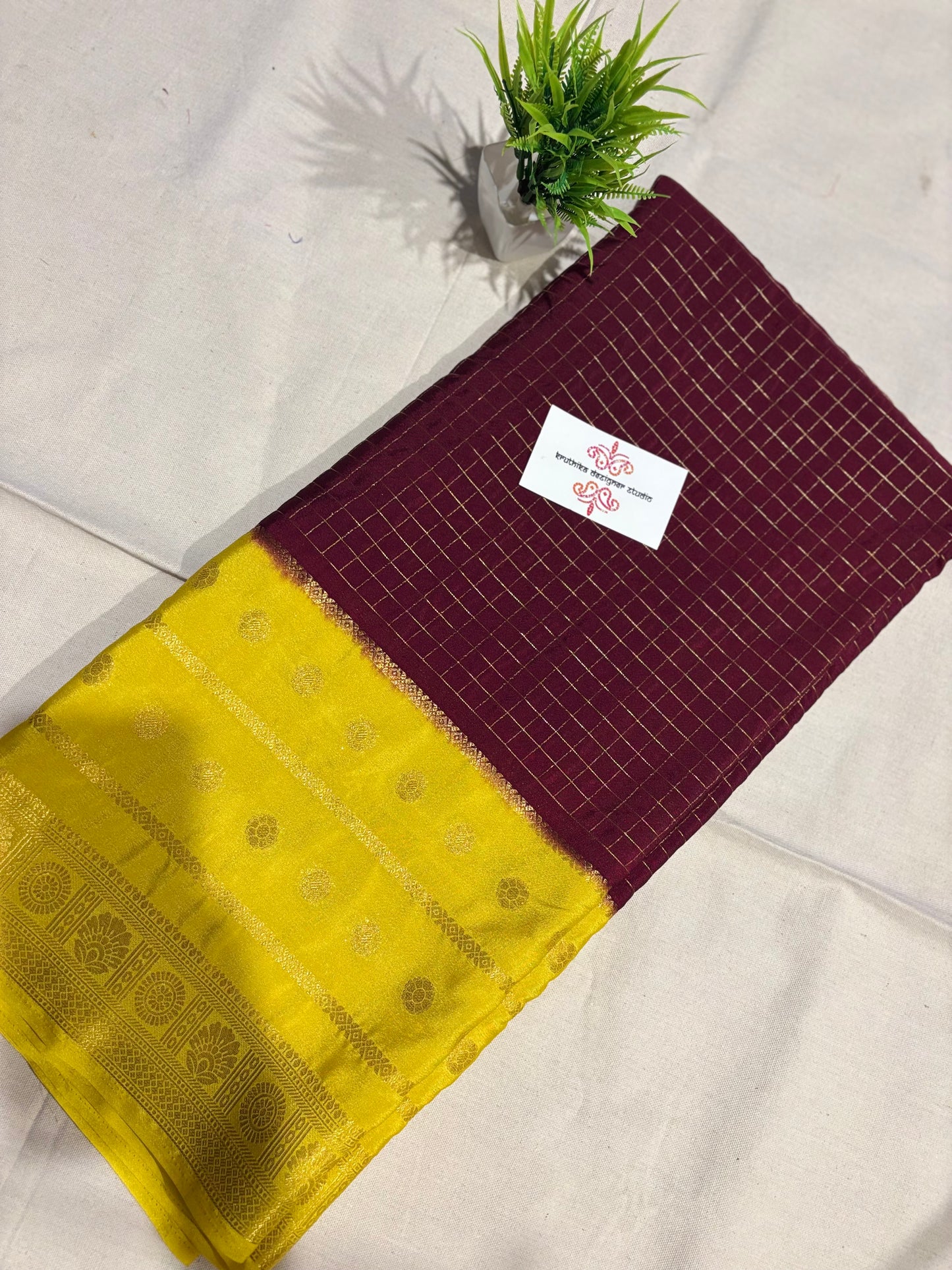 Semi Mysore silk checks contrast (Copy)