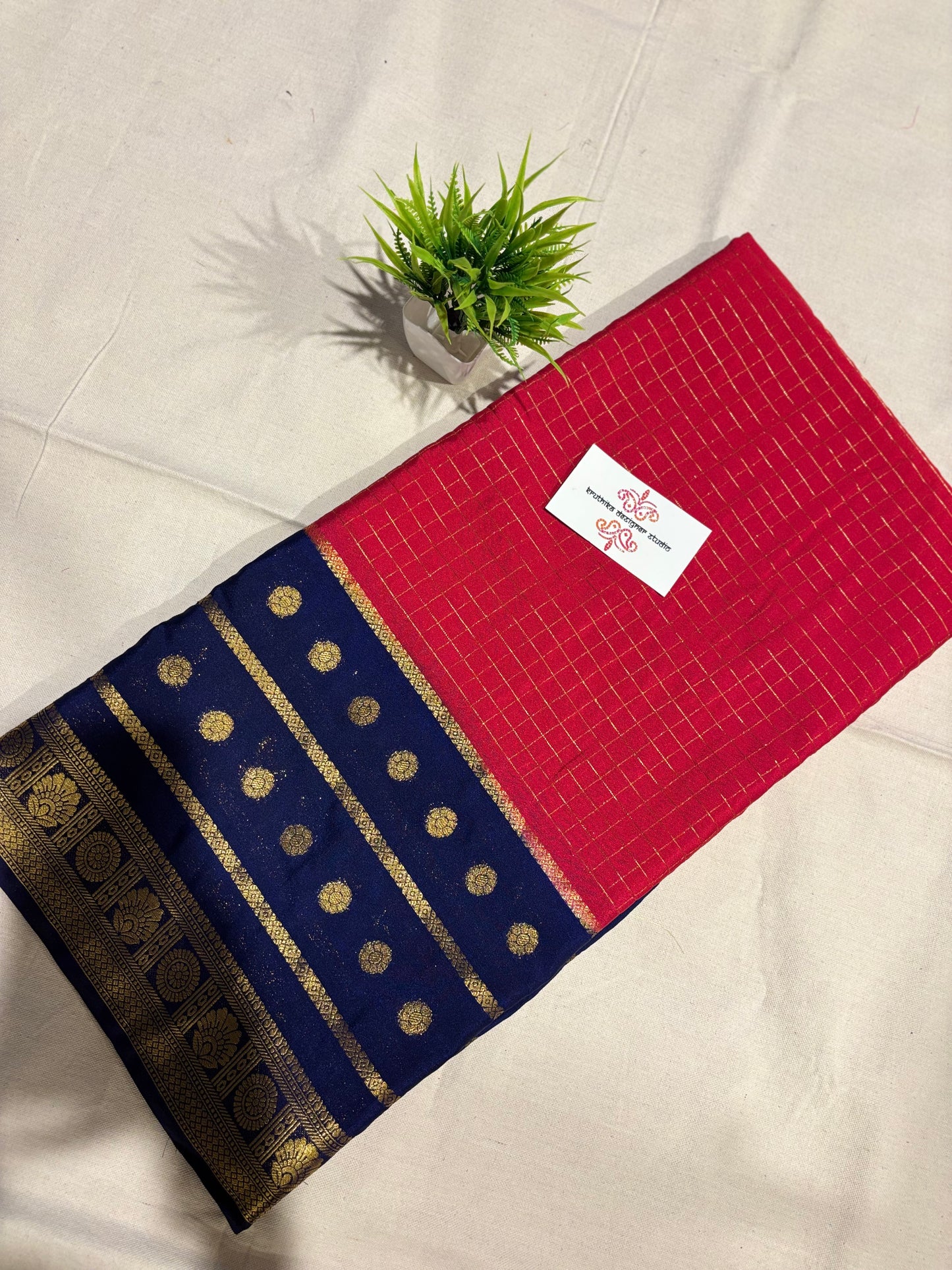 Semi Mysore silk checks contrast (Copy)