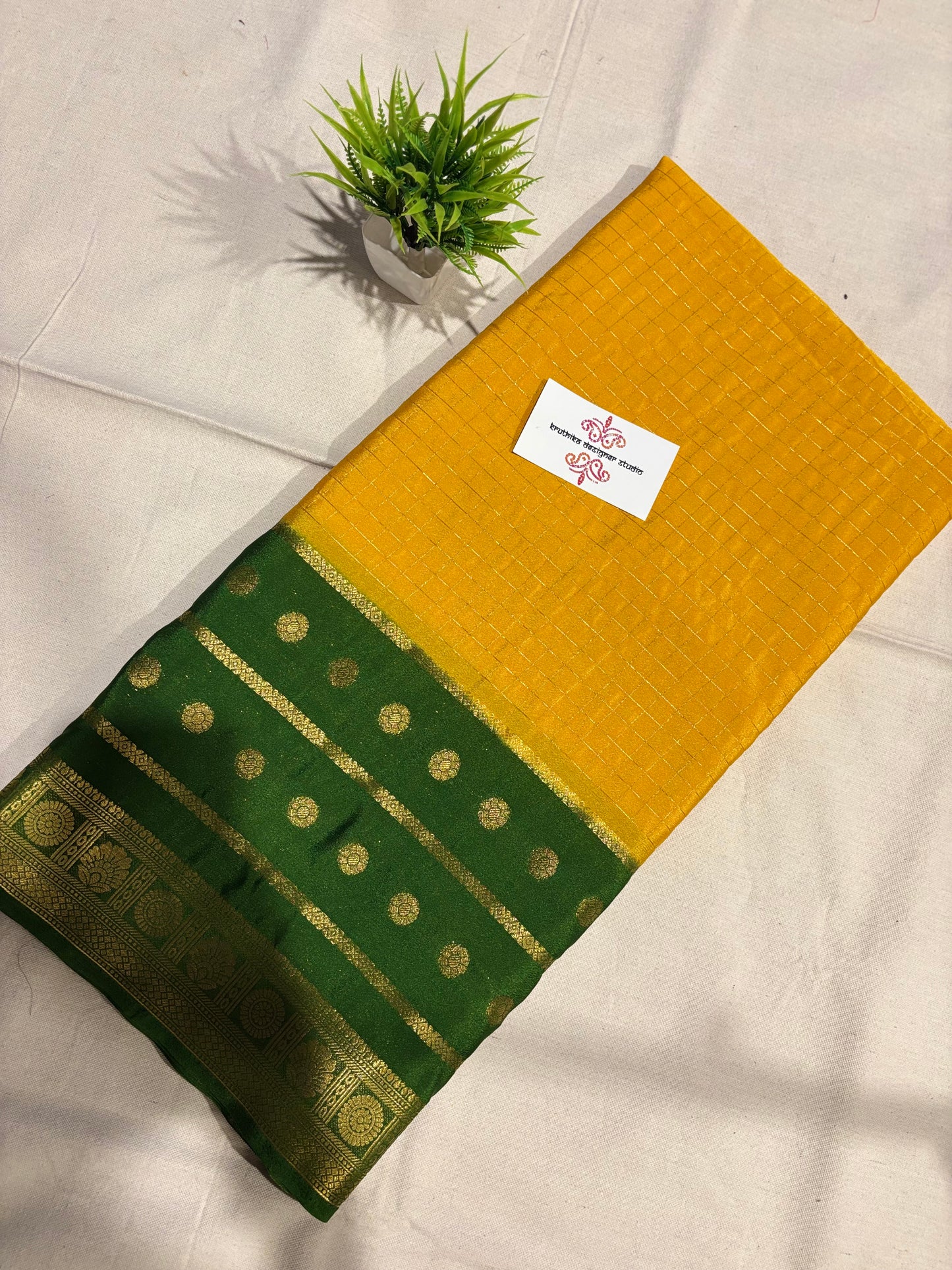 Semi Mysore silk checks contrast