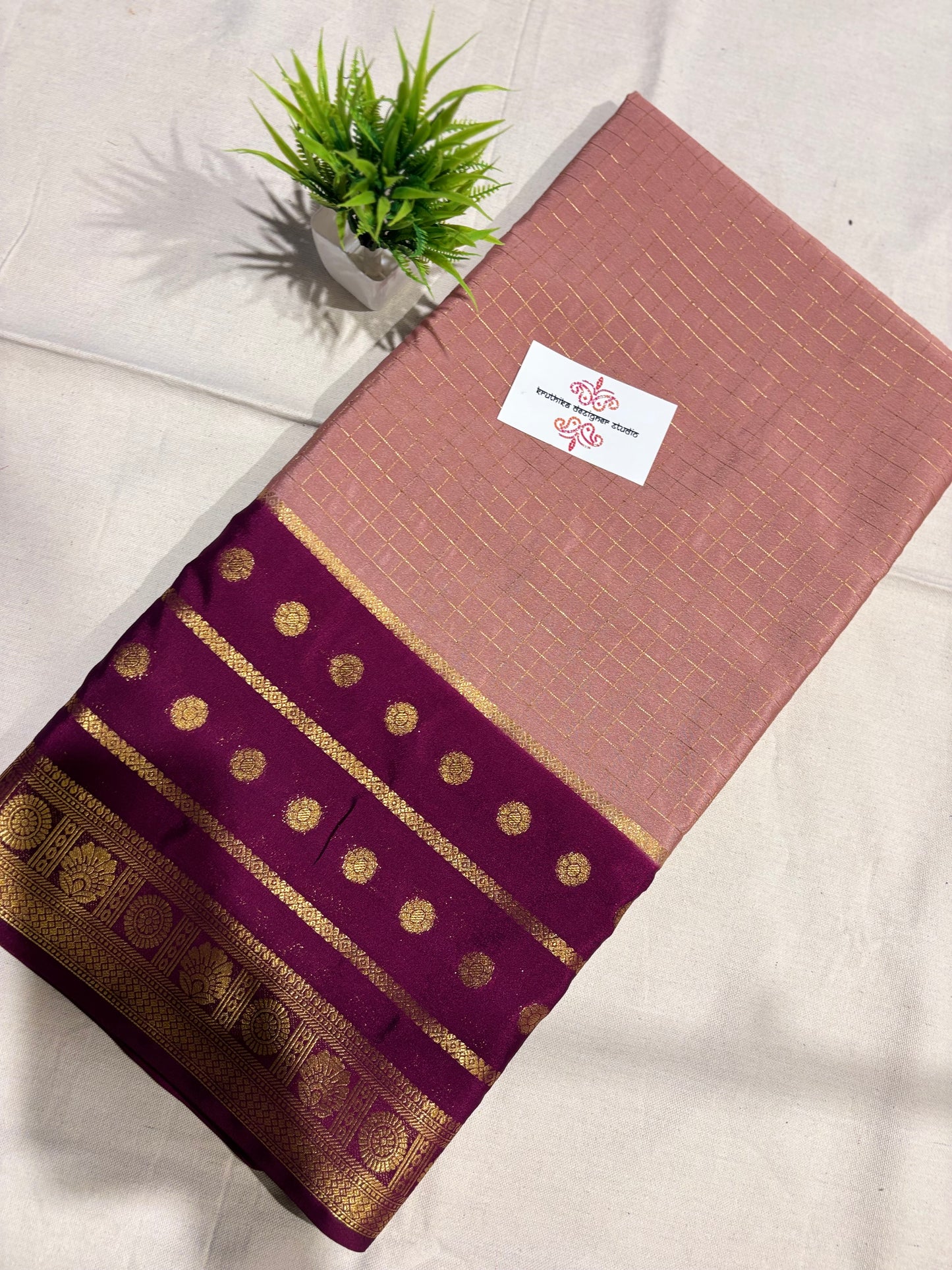 Semi Mysore silk checks contrast