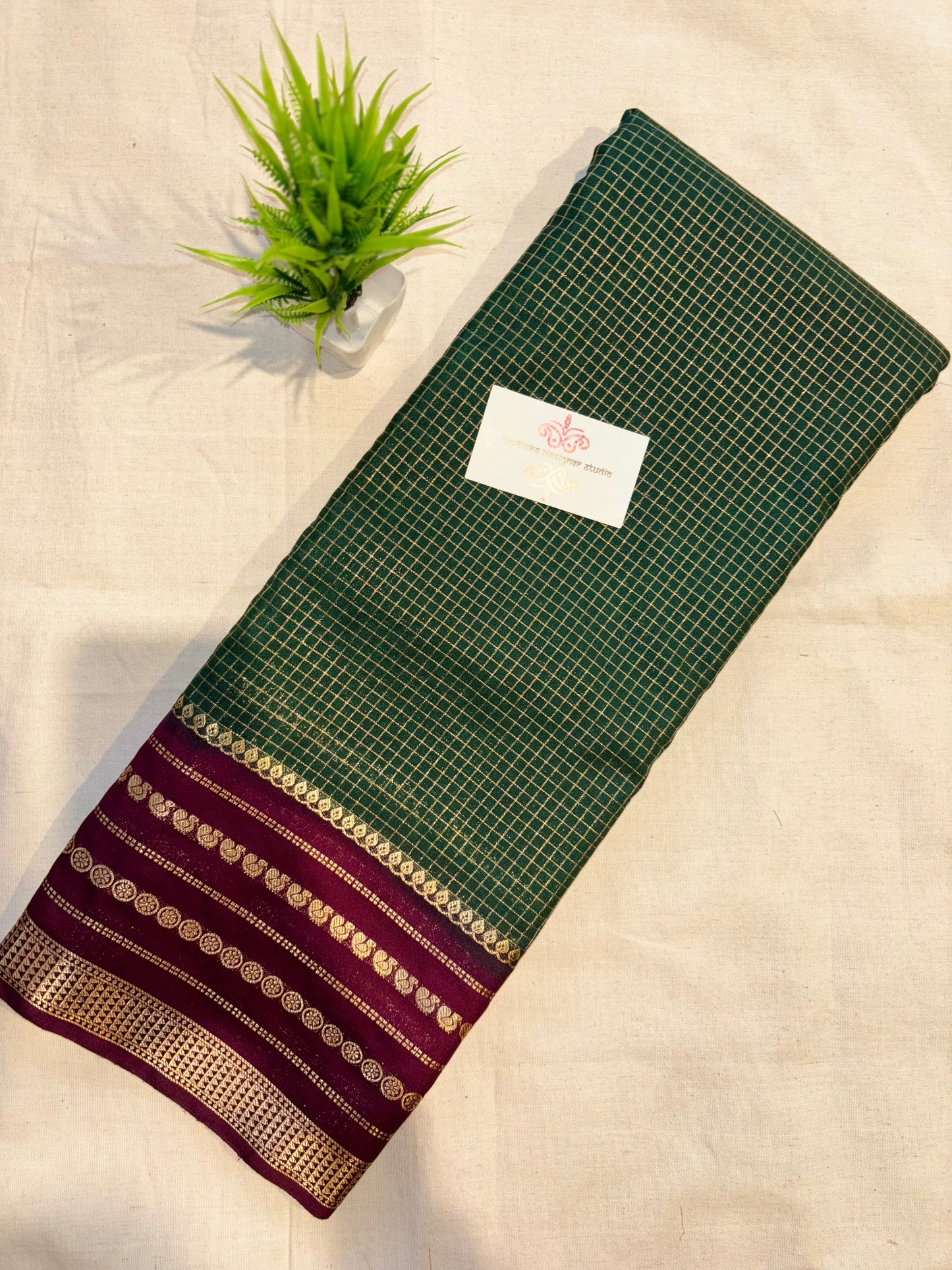 Semi Mysore silk small checks 3