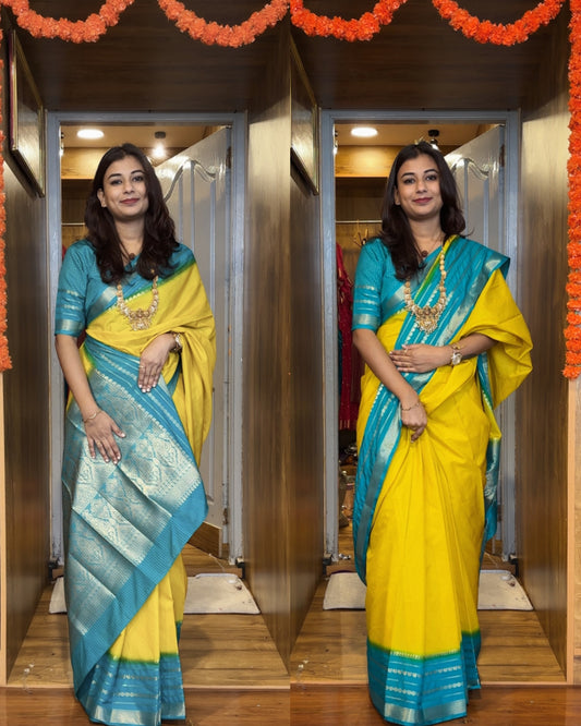 Semi Mysore silk small checks 3