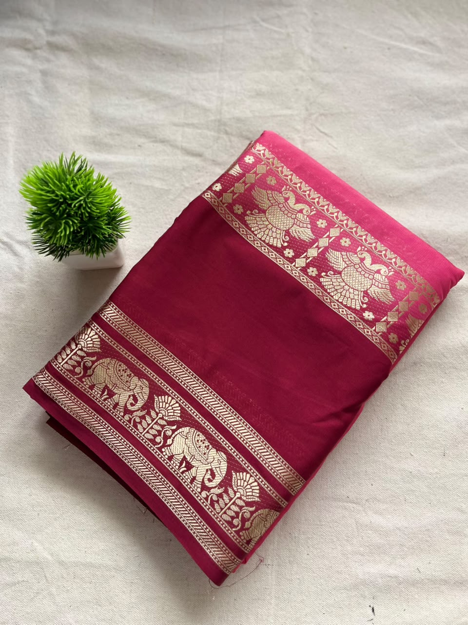 Semi Mysore silk saree bentex boarder
