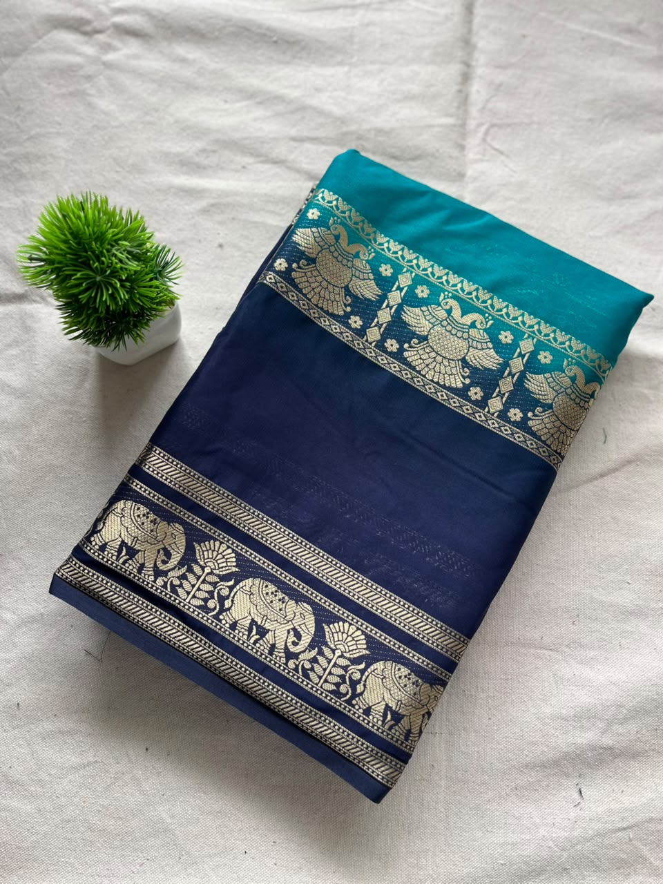 Semi Mysore silk saree bentex boarder