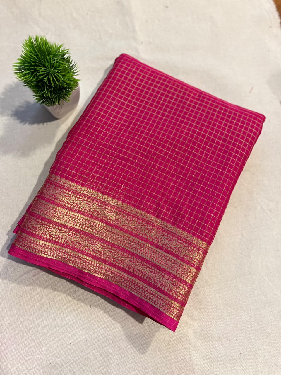 Semi mysore silk checks Zip & Go