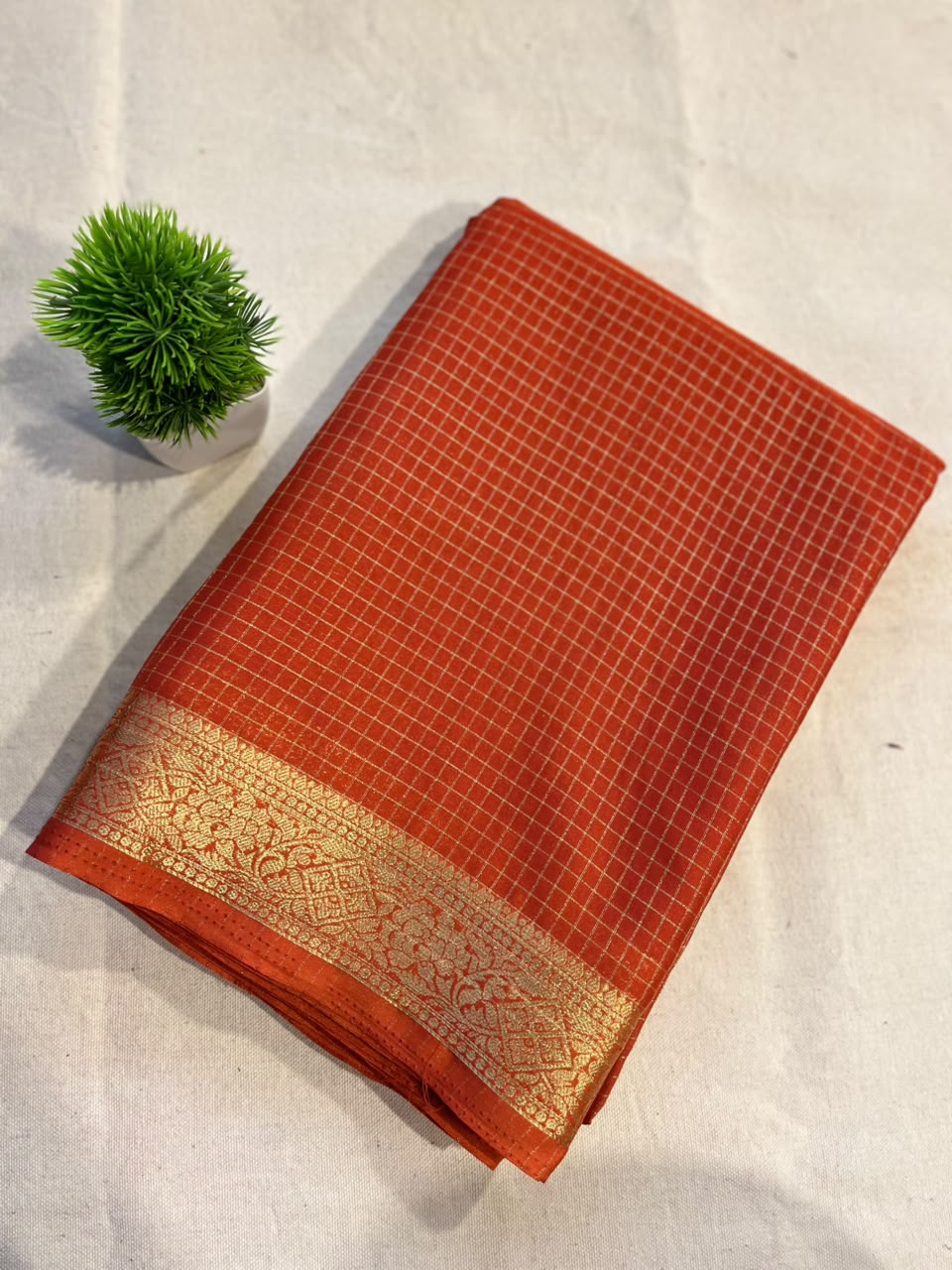 Semi mysore silk checks Zip & Go