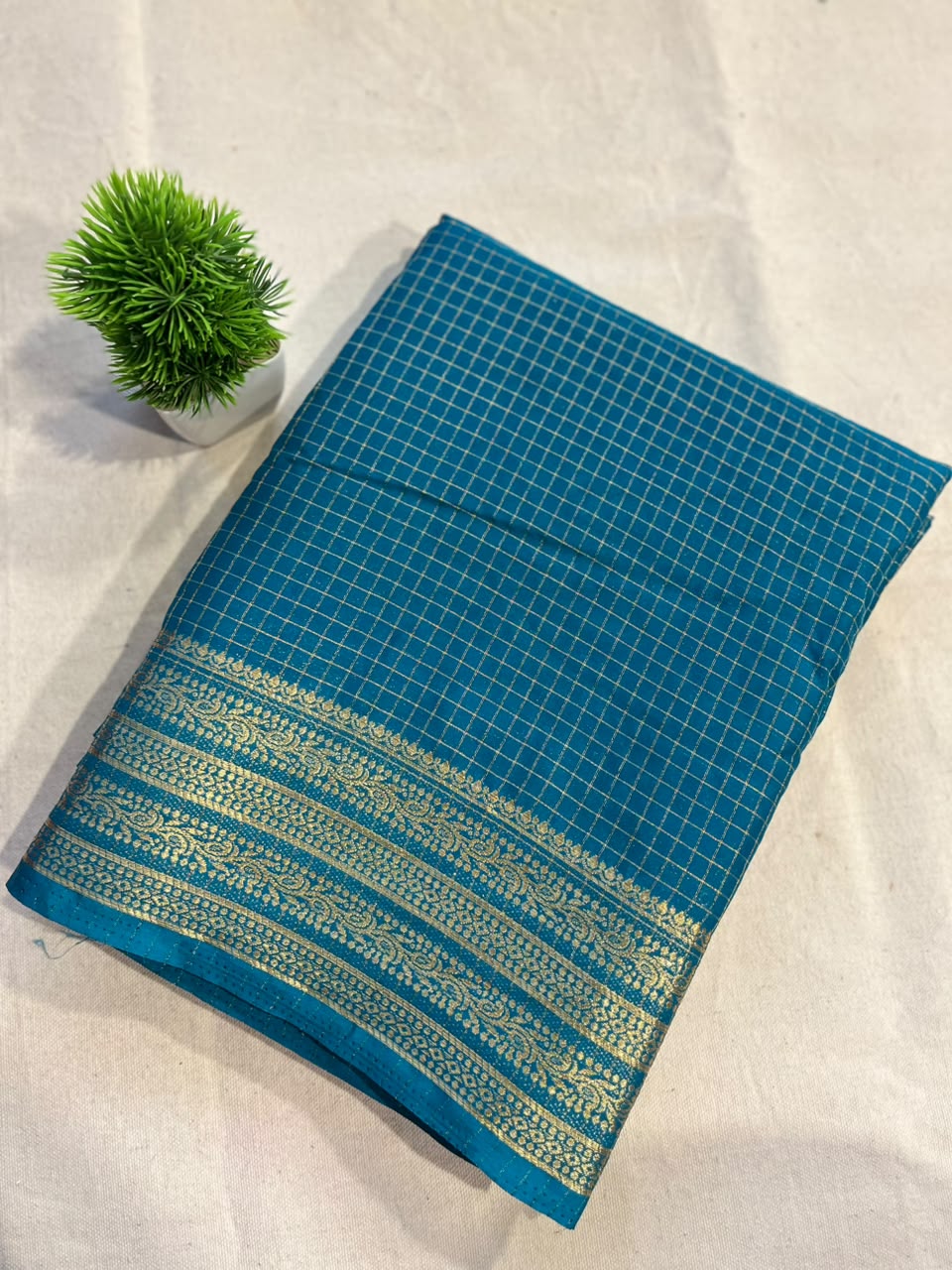 Semi mysore silk checks Zip & Go