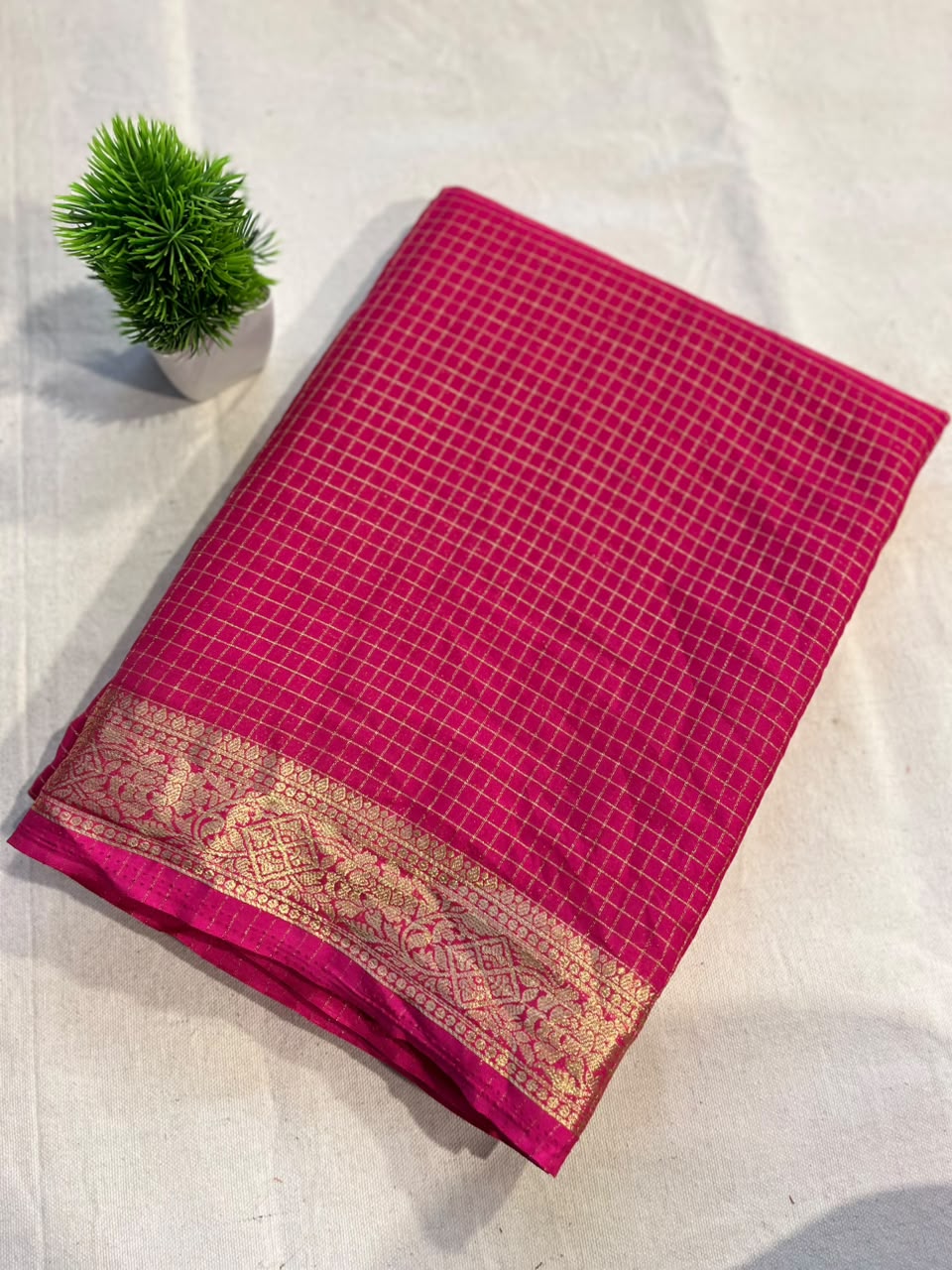 Semi mysore silk checks Zip & Go