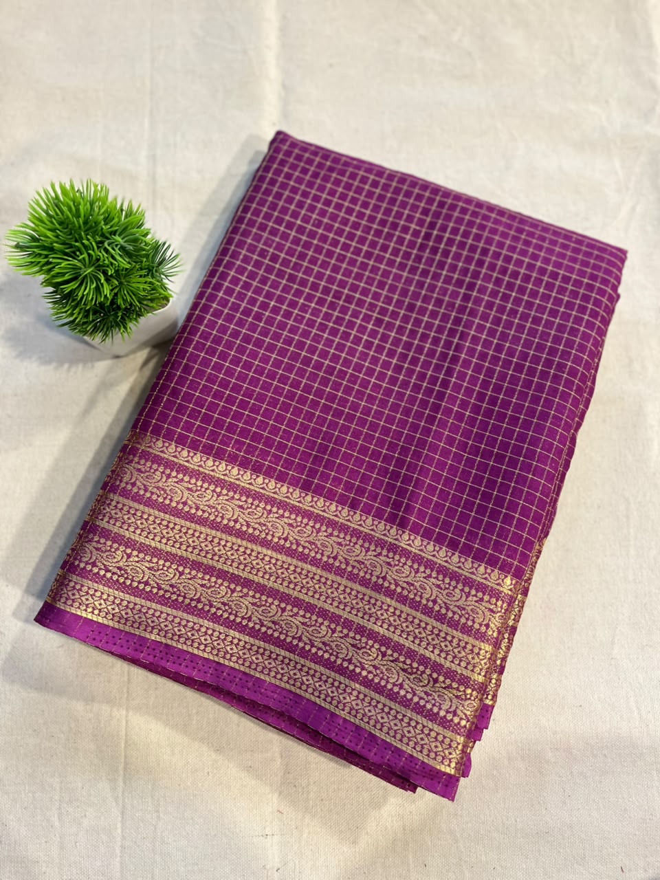 Semi mysore silk checks Zip & Go